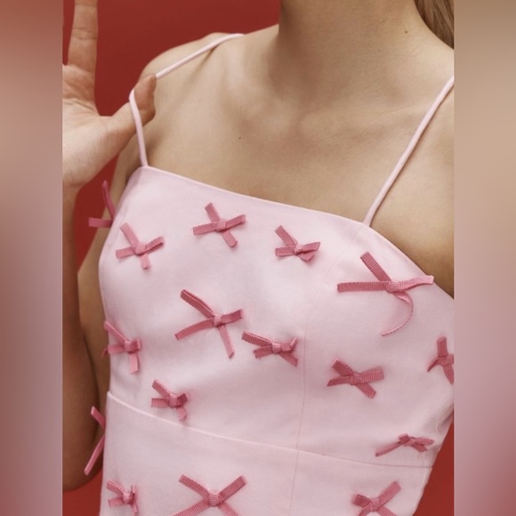 The Brynne 3D Spaghetti-Strap Pink Dress by Maeve Size 0 Petite - Picture 3 of 3